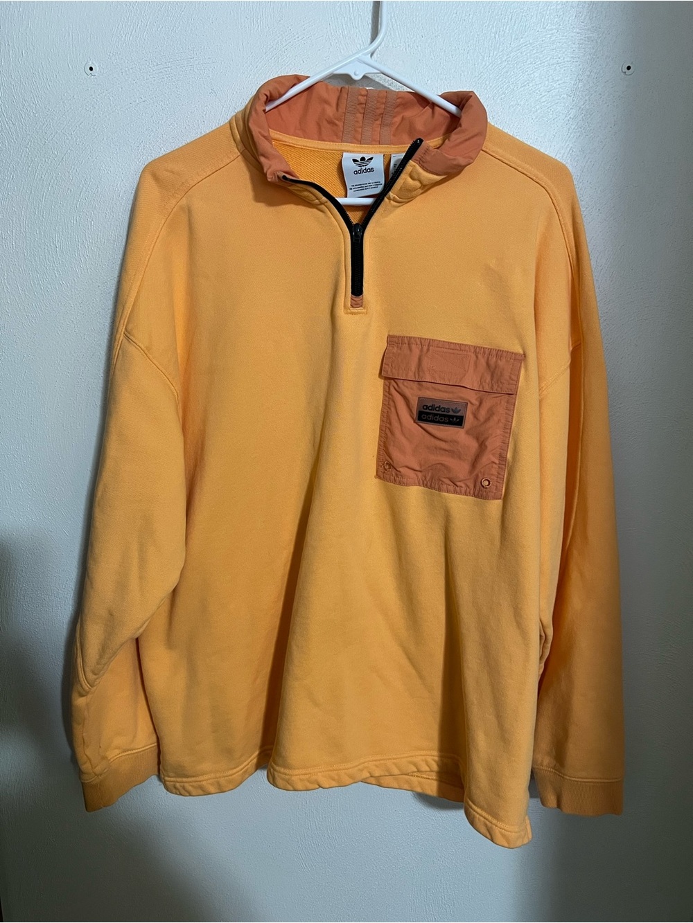 ADIDAS Originals Equipment Adventure Athletic Quarter Zip Orange Men's Size XL‎
